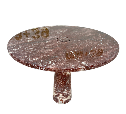 Angelo Mangiarotti for Skipper 'Eros' round dining table in Rosso Marble, Italy 1970s