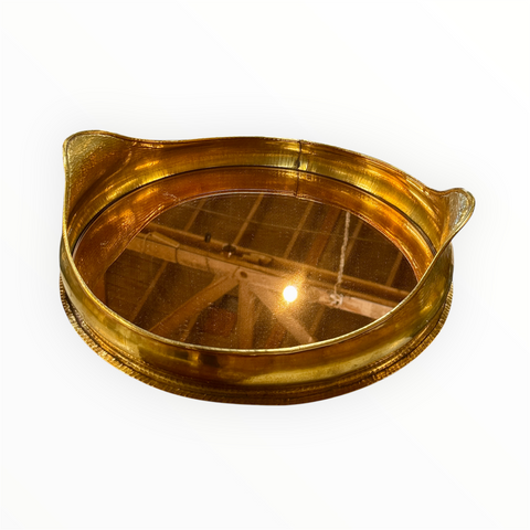 Italian Oval Brass Tray with mirror, Italy 70s