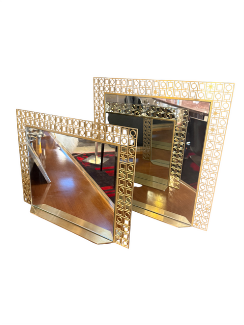 Pair of Midcentury Brass Mirrors 1970s