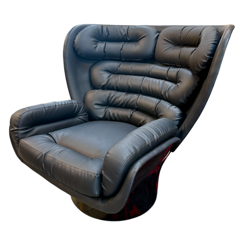 Joe Colombo Swivel "Elda" Leather Lounge Chair