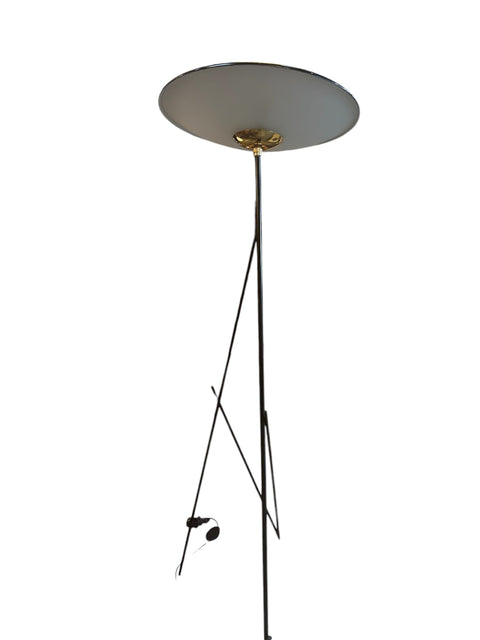 Brass & Black Metal Mid Century Italian Floor Lamp