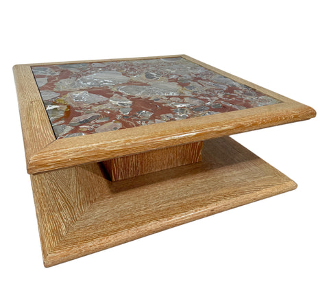 Italian Coffee Table with Central Marble, 1970s