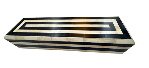 Black and Ivory Striped Bone Inlay Box, Italy
