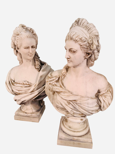 Two Classical White Marble Bust of a Ladys, Italy 1950s