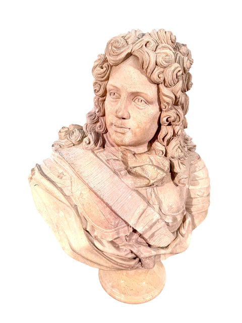 Grand Tour Carved Marble Bust of Louis XIV, Italy, 19th Century