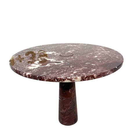 Angelo Mangiarotti for Skipper 'Eros' round dining table in Rosso Marble, Italy 1970s