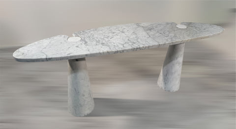 Angelo Mangiarotti Console Table in White Marble, Italy, 1970s