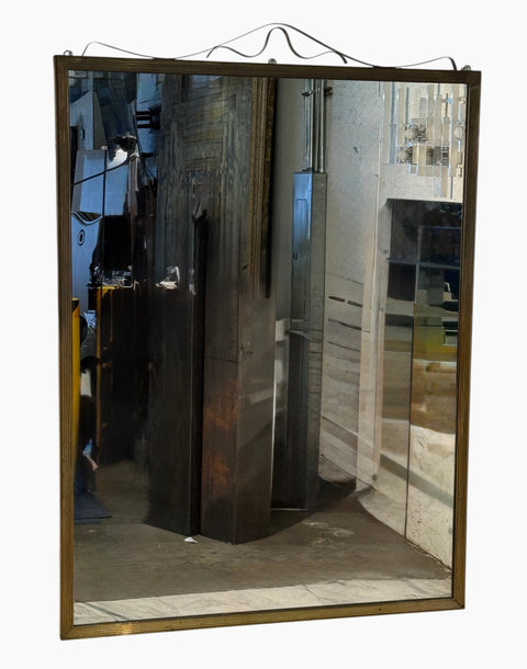 Vintage Italian Wall Mirror with Ornamental Metal Accent, 1970's