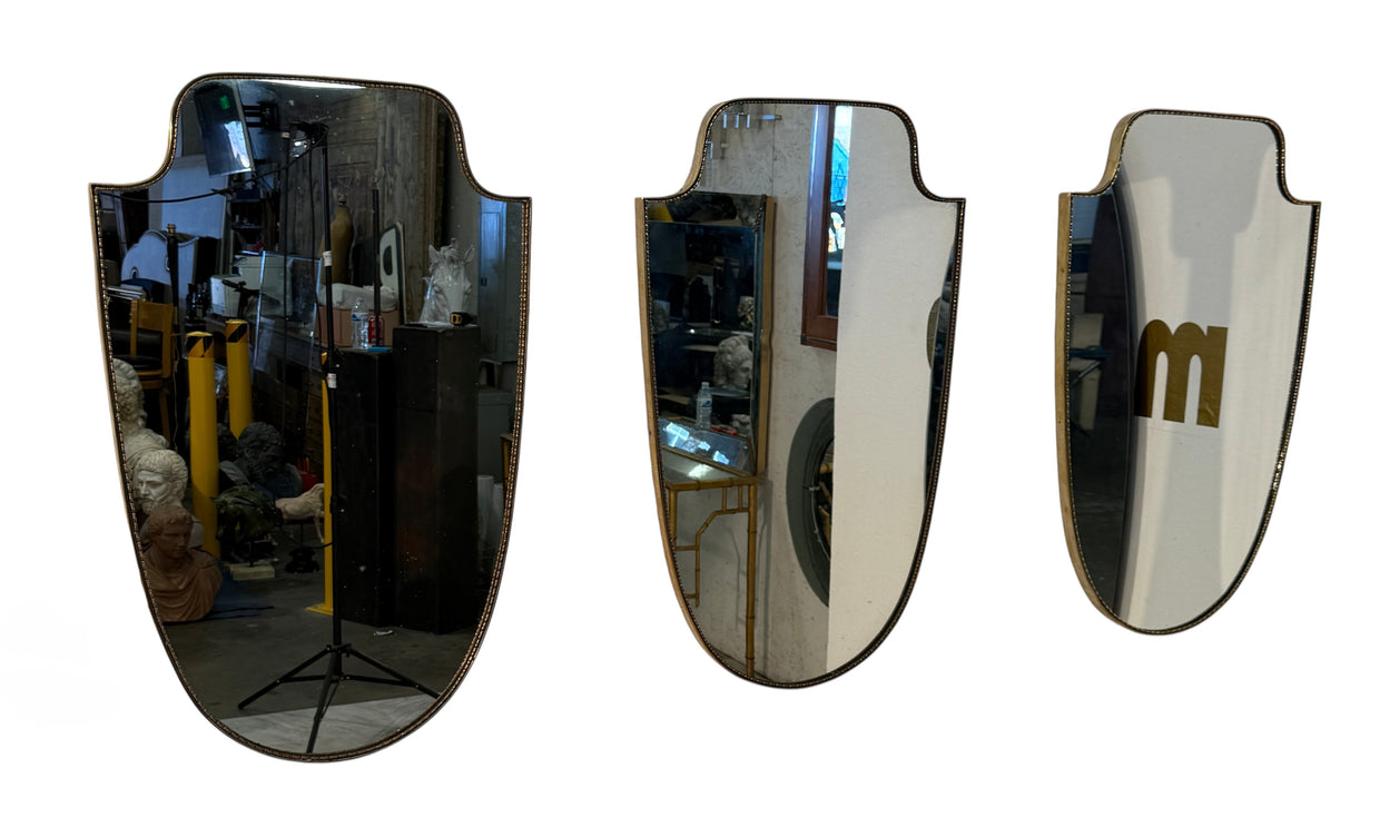 Vintage Hollywood Regency Brass Beaded Wall Mirror