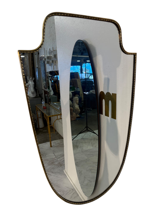 Vintage Hollywood Regency Brass Beaded Wall Mirror
