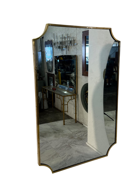 Italian Brass Framed Wall Mirror 1970s