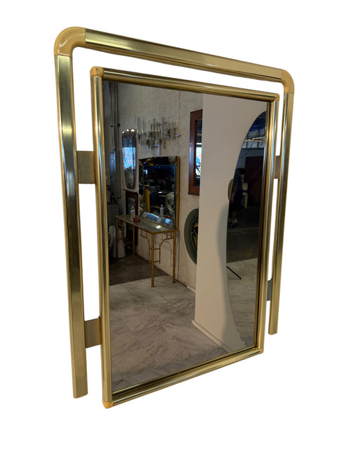 Vintage Italian Brass and Lucite Wall Mirror 1970s