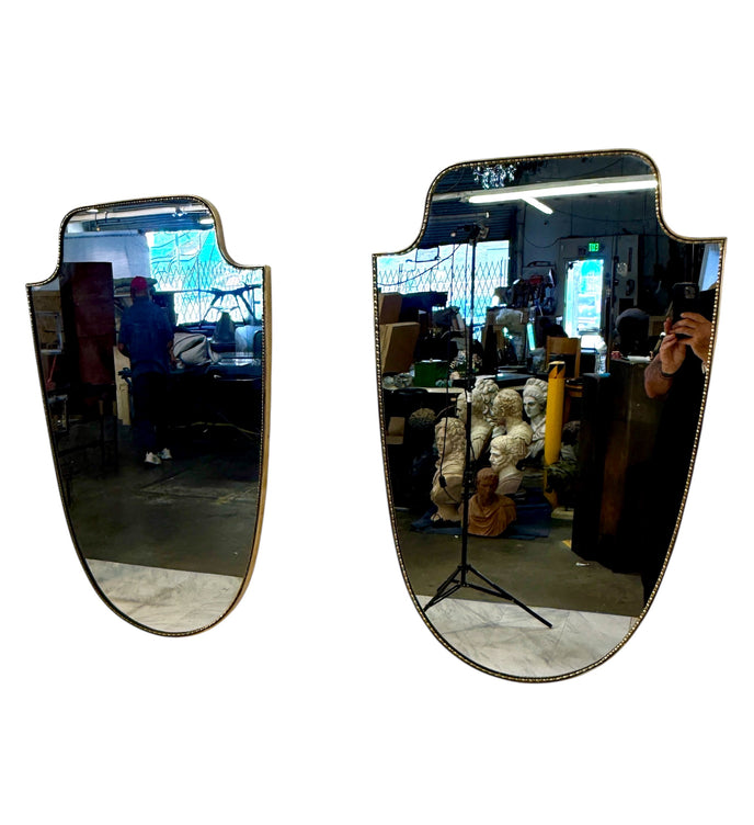 Vintage Hollywood Regency Brass Beaded Wall Mirror