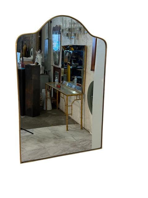 Mid-Century Italian Wall Mirror with Brass Frame, Italy 1960s