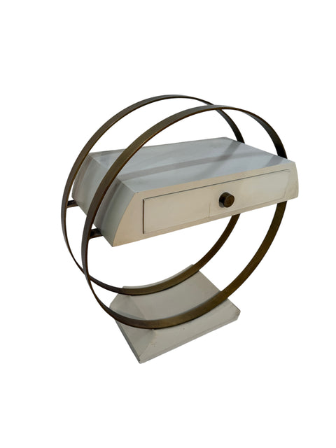 Mid-Century Modern Circular Side Table with Drawer