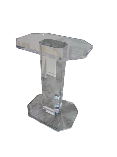 Mid-Century Modern Lucite Pedestal Side Table
