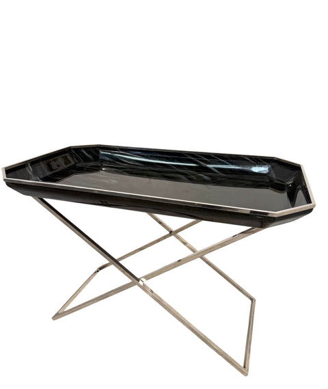 Folding Tray Table in Smoked Glass & Chrome, 1970s Italy