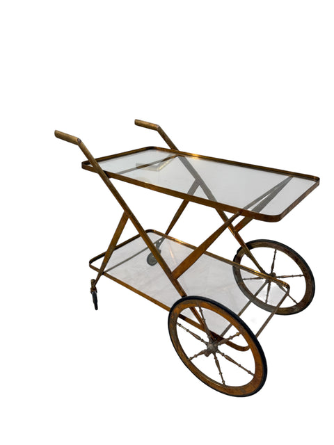 Italian Brass and Glass Bar Cart, 1960s
