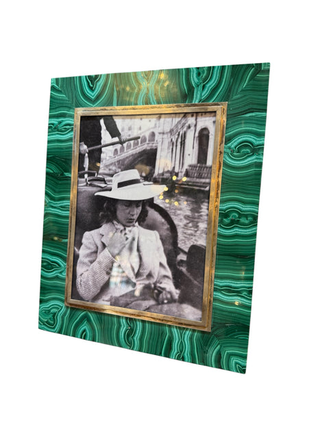 Italian Malachite and Brass Picture Frame, 1970s