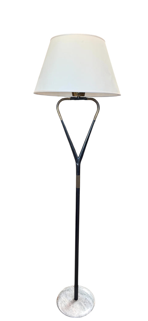 Stilnovo Floor Lamp with Marble Base and Sculptural Frame, Italy, 1950s