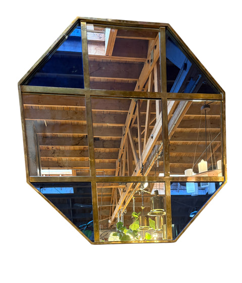 Mid Century Modern Octagonal Oversize Wall Mirror Italy 1970