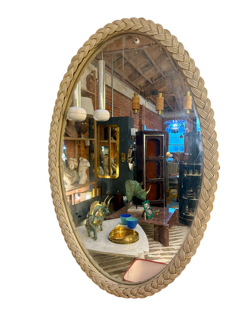 Italian Oval Rope-Wrapped Mirror, 1970s
