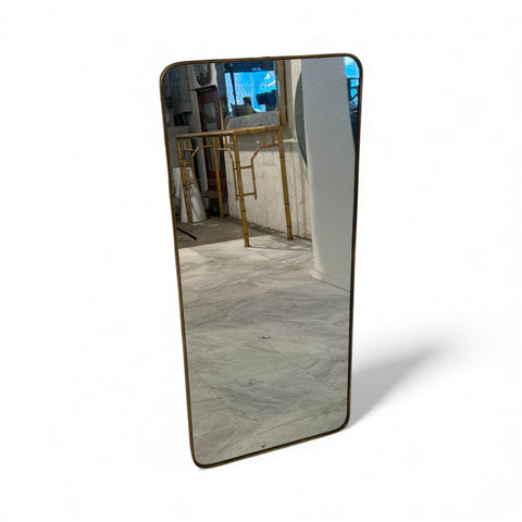 Italian Full-Length Rectangular Brass Mirror, 1950s