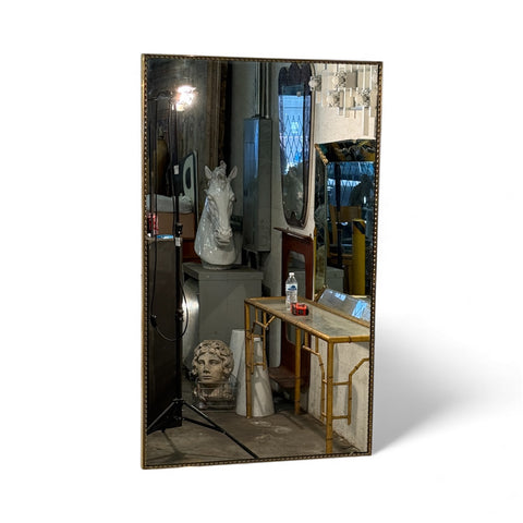 Large Wall Mirror with Beaded Gilt Frame, Italy 1950s