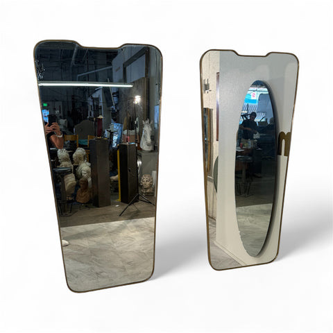 Pair of Italian Mid-Century Brass Framed Wall Mirrors, 1950s
