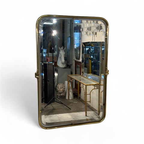 Vintage Rounded Rectangular Mirror Italian Rectangular Brass Wall Mirror with Rounded Corners, 1970s – ma+ ...