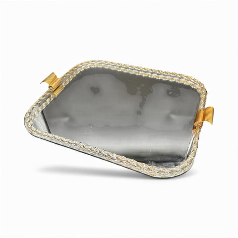 Vintage Italian Rectangular Murano and Mirror Decorative Tray 1960s