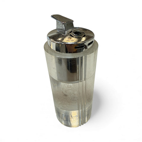 Cylindrical Lucite and Chrome Table Lighter, Italy, 1970s