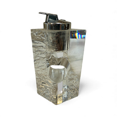 Lucite and Chrome Table Lighter, Italy, 1970s