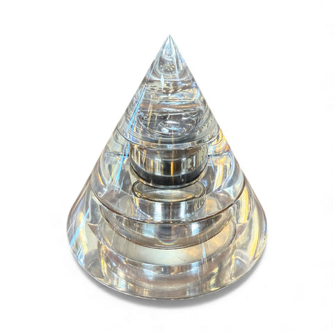 Lucite and Chrome Conical Lighter and Ashtray Set, Italy, 1970s