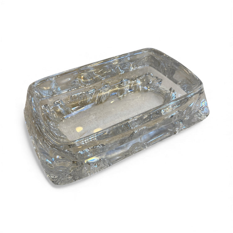 Textured Crystal Glass Centerpiece Bowl, Italy, 1970s