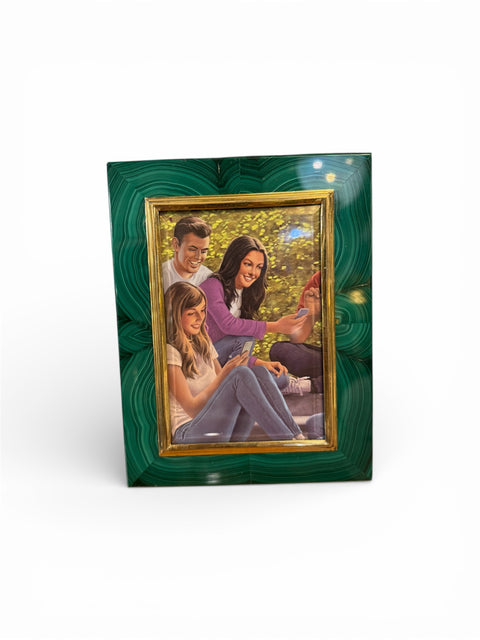 Malachite Picture Frame by Gorra, Gilt Metal, 1950s–1960s