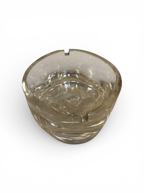Italian Mid-Century Thick Clear Glass Ashtray, Murano Style, 1960s–1970s