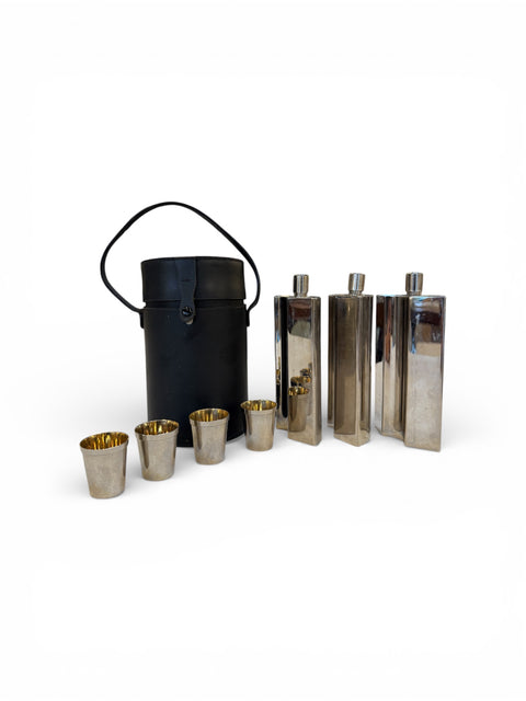 Travel Bar Set with Flasks, and Cups, 1970s