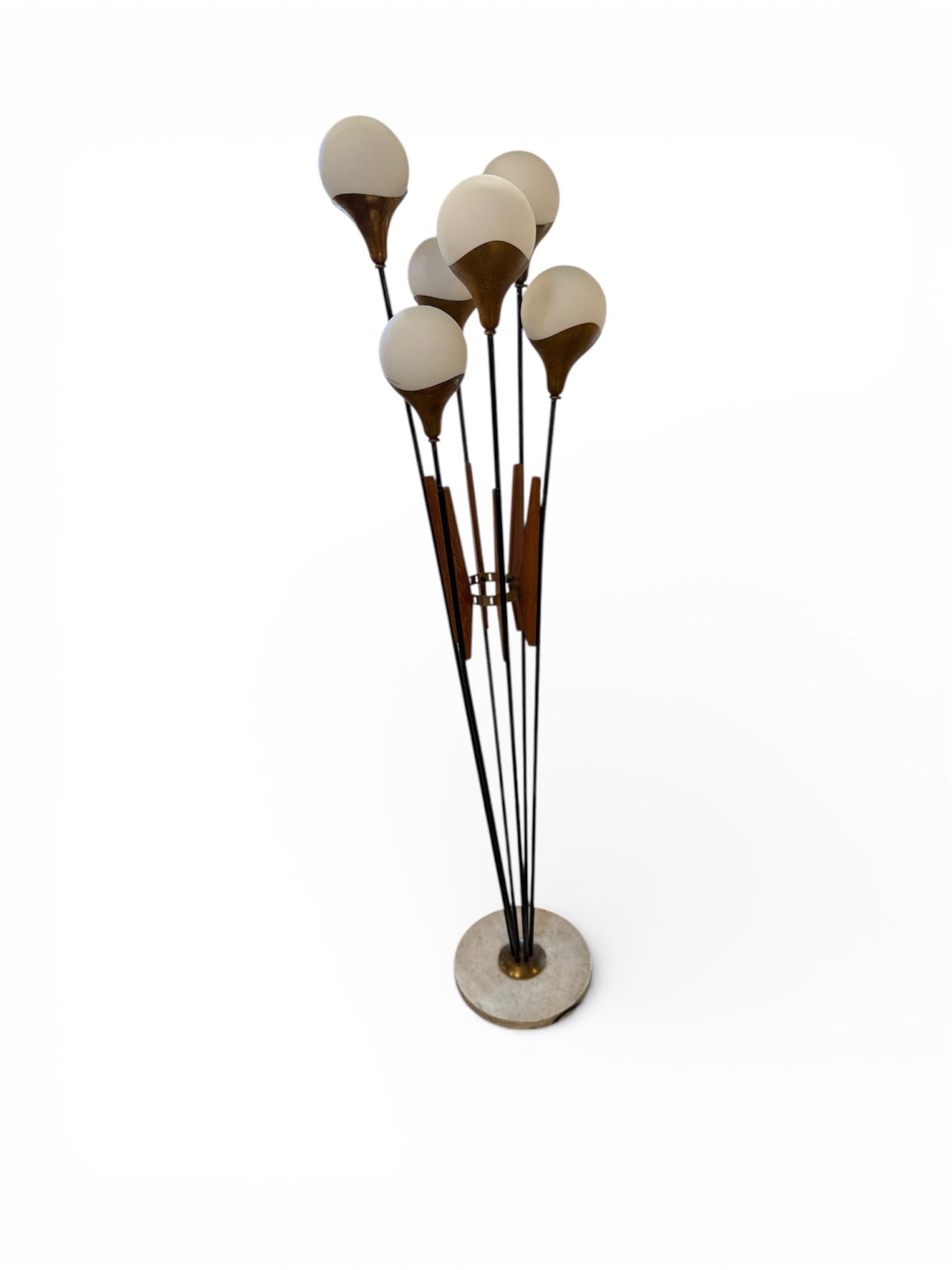 Stilnovo Multi-Arm Floor Lamp with Opaline Glass Shades