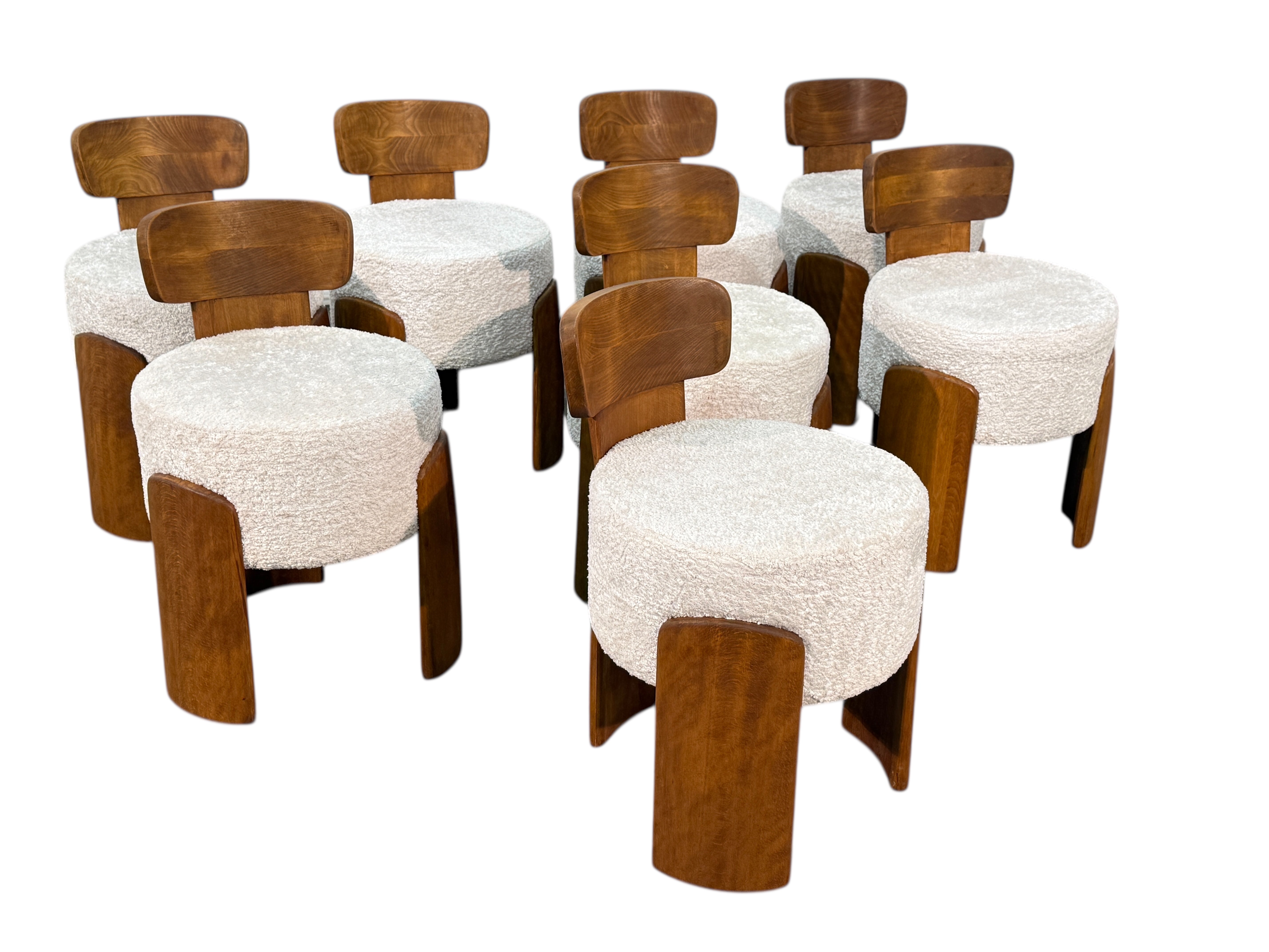 Set of Eight Reupholstered Chairs, Mid-Century Style