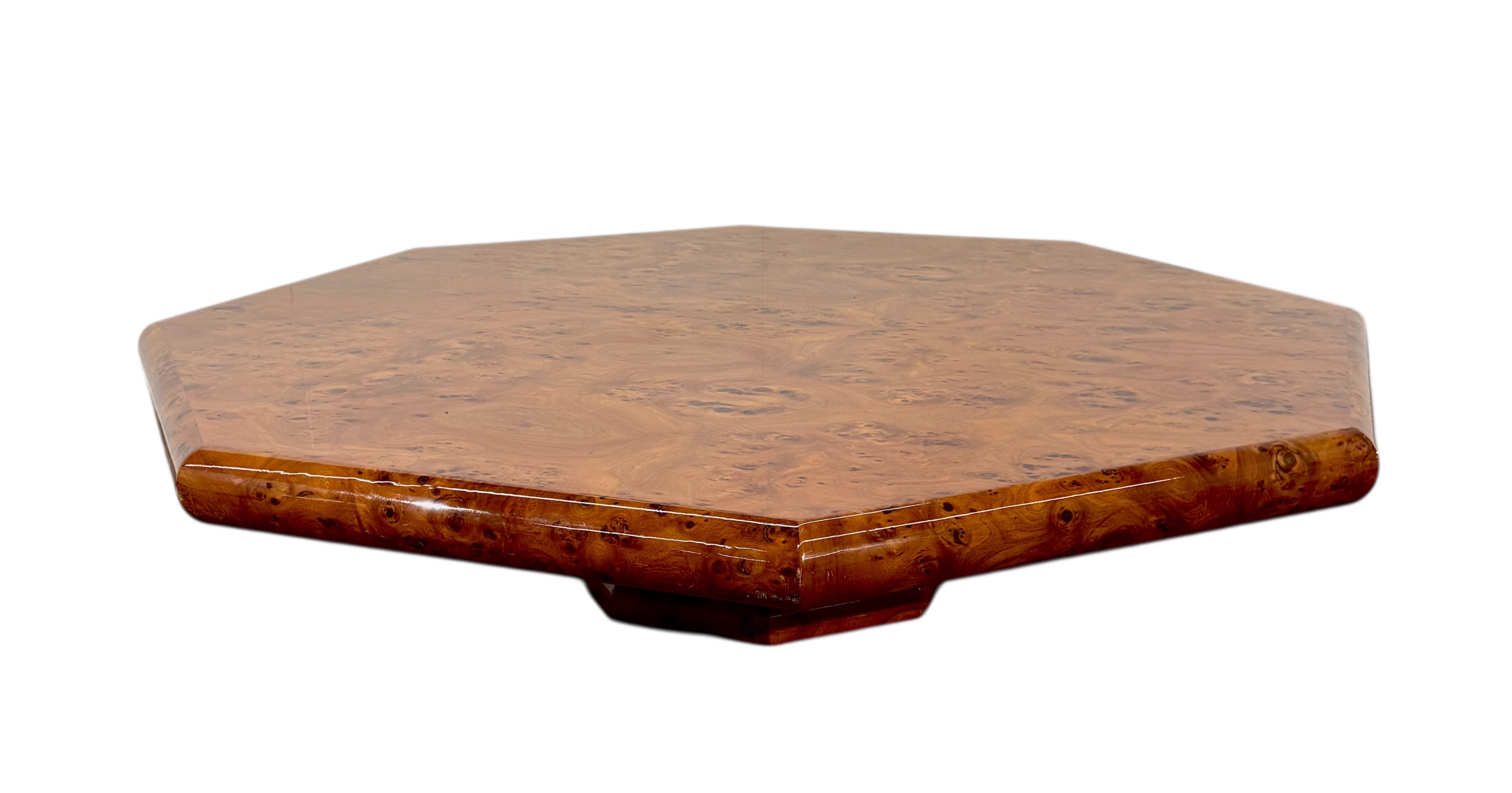 Italian Burl Wood Octagonal Coffee Table, 1970s