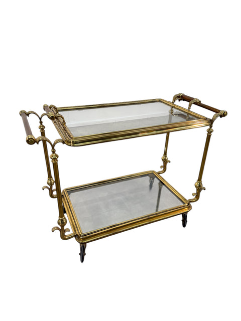 Mid-Century Gilt Brass Bar Cart, circa 1960s
