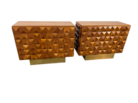 Pair of Geometric Wood Cabinets, Mid-20th Century