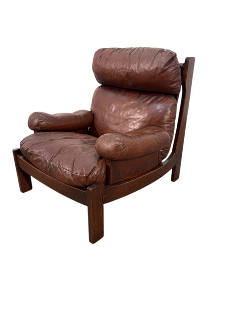 Leather Lounge Set, 1960s, Attributed to Carl Straub
