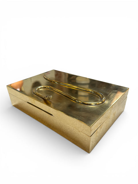 Italian Brass Box with Sculptural Snake Motif, Mid-Century