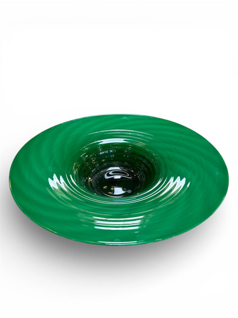 Large Murano Emerald Green Art Glass Centerpiece Bowl