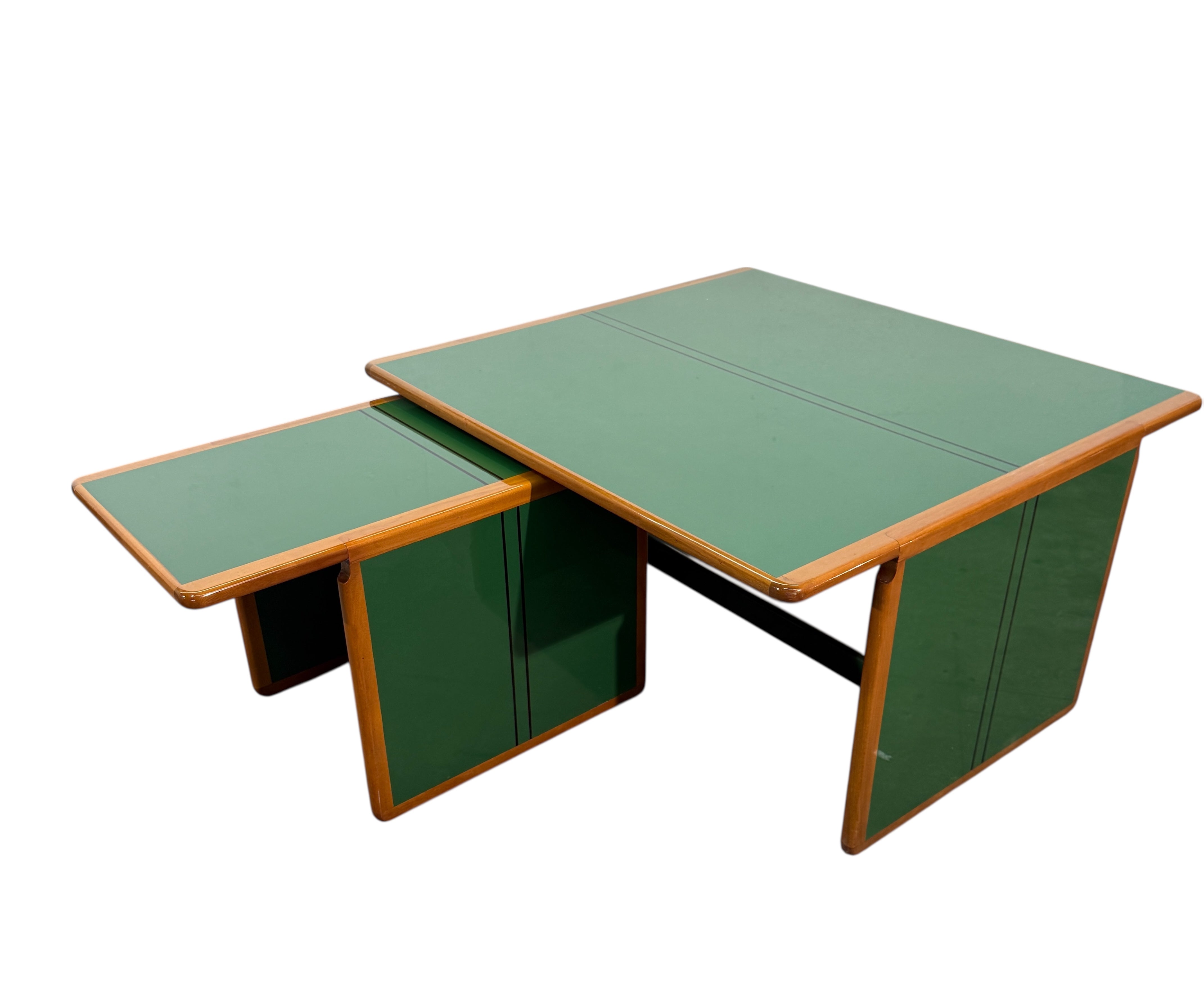 Pair of “Laker” Green Coffee Tables by Afra & Tobia Scarpa, Italy