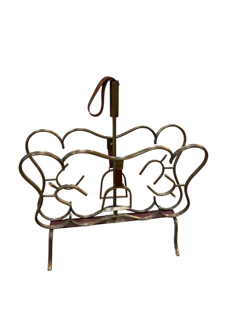 Vintage Gucci Brass Magazine & Document Holder with Leather Strap