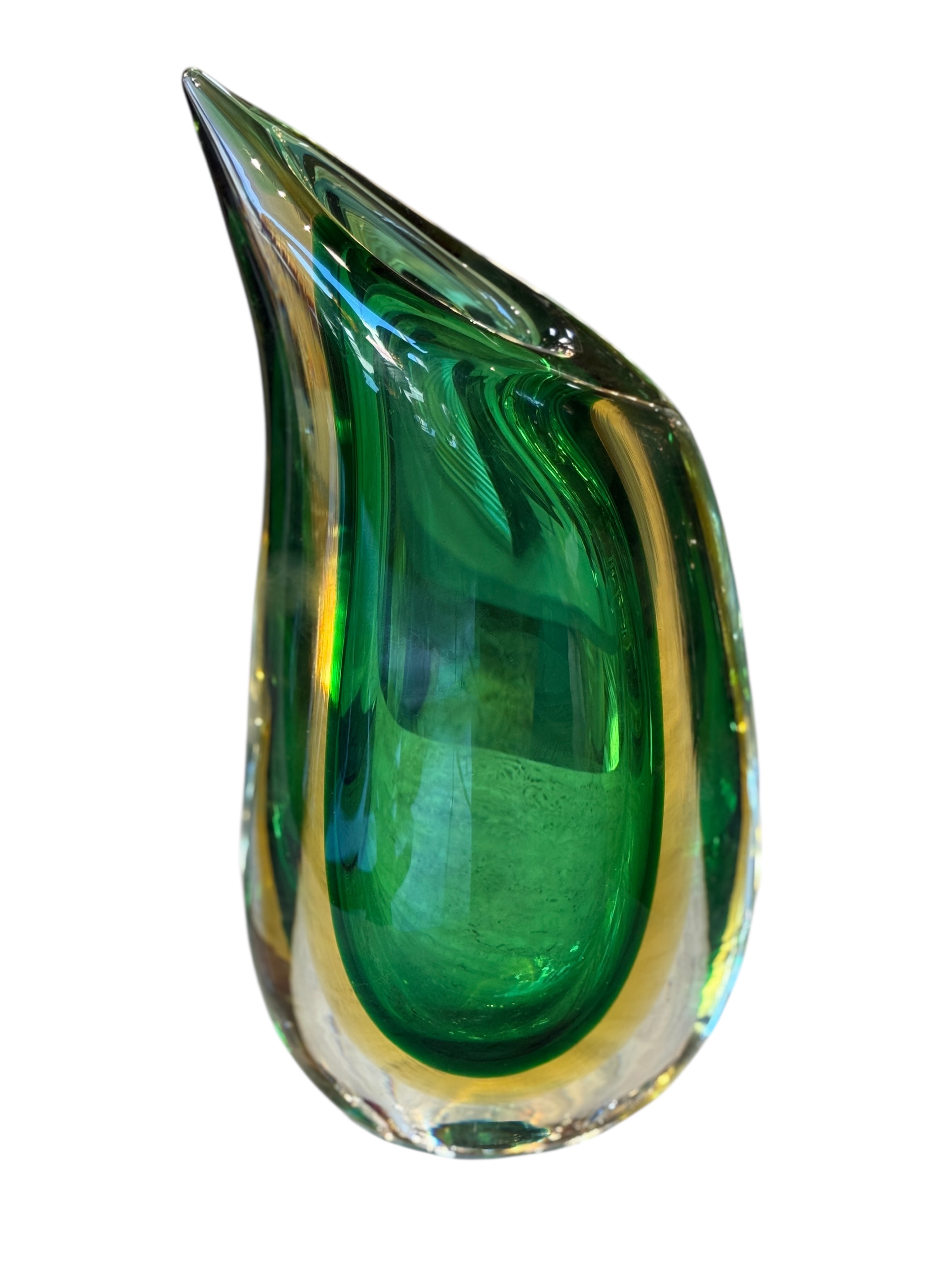 Sommerso Murano Glass “Valva” Vase by Flavio Poli for Seguso, Italy, 1950s