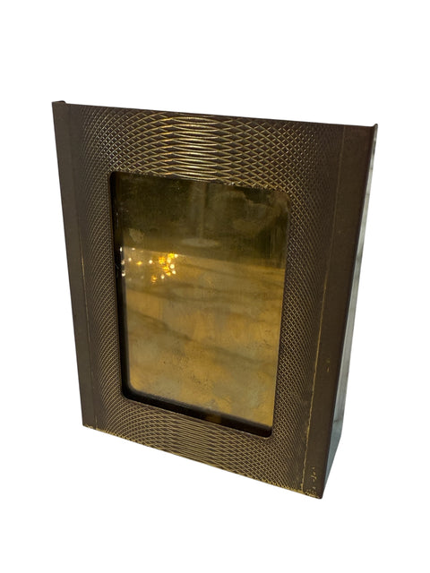 Vintage Italian Brass Photo Frame with Guilloché Pattern, Mid-Century Modern